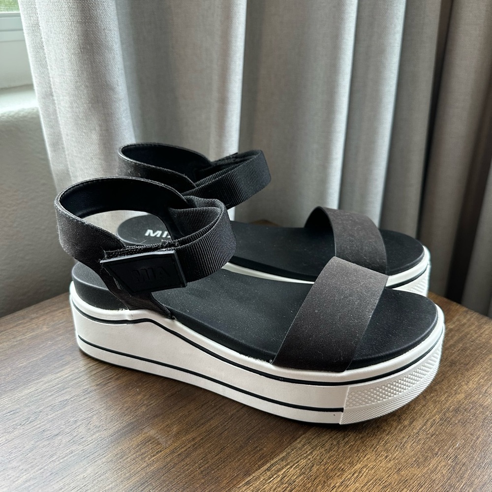 MIA Black Platform Sandals with White Soles